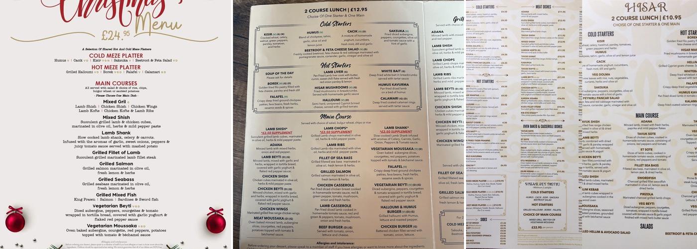Hisar Meze Bar West Wickham Menu