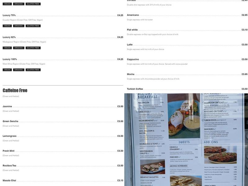 Aromas Artisan Cafe Menu