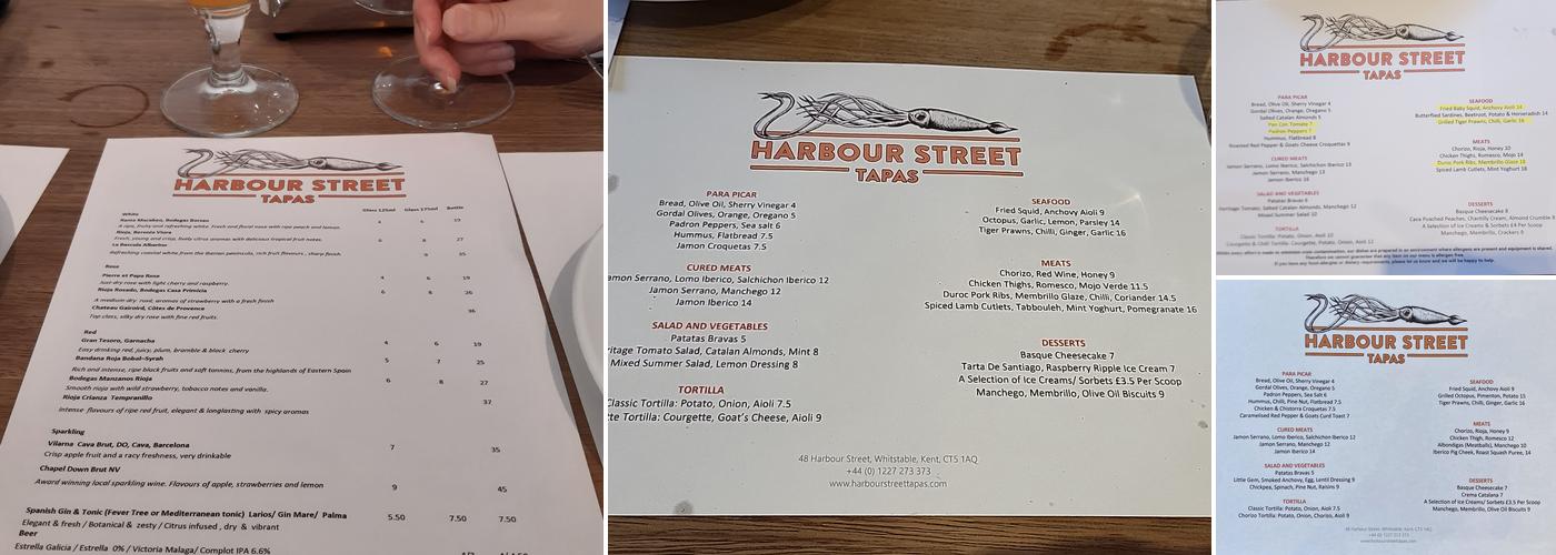 Harbour Street Tapas Menu