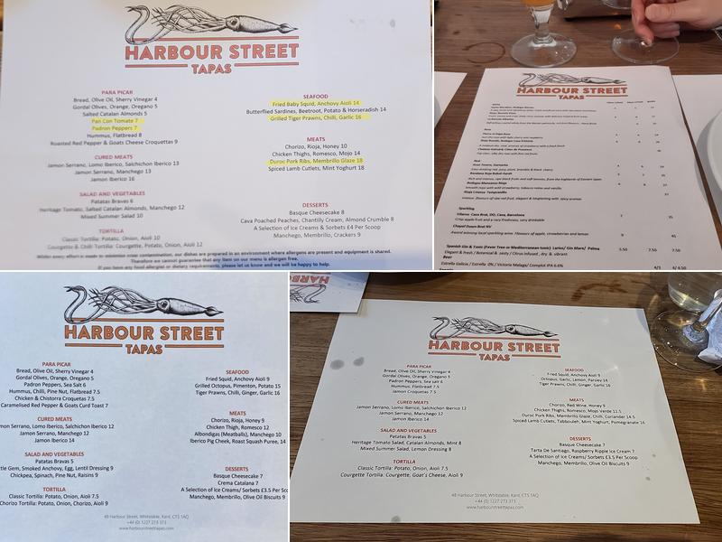 Harbour Street Tapas Menu