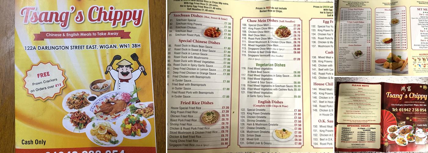 Tsang's Chippy Menu