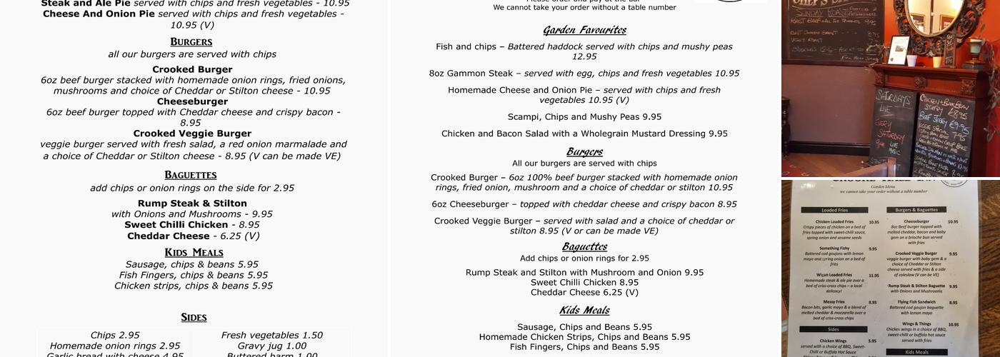 Crooke Hall Inn Menu