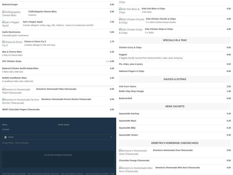 Wotton British Takeaway Menu