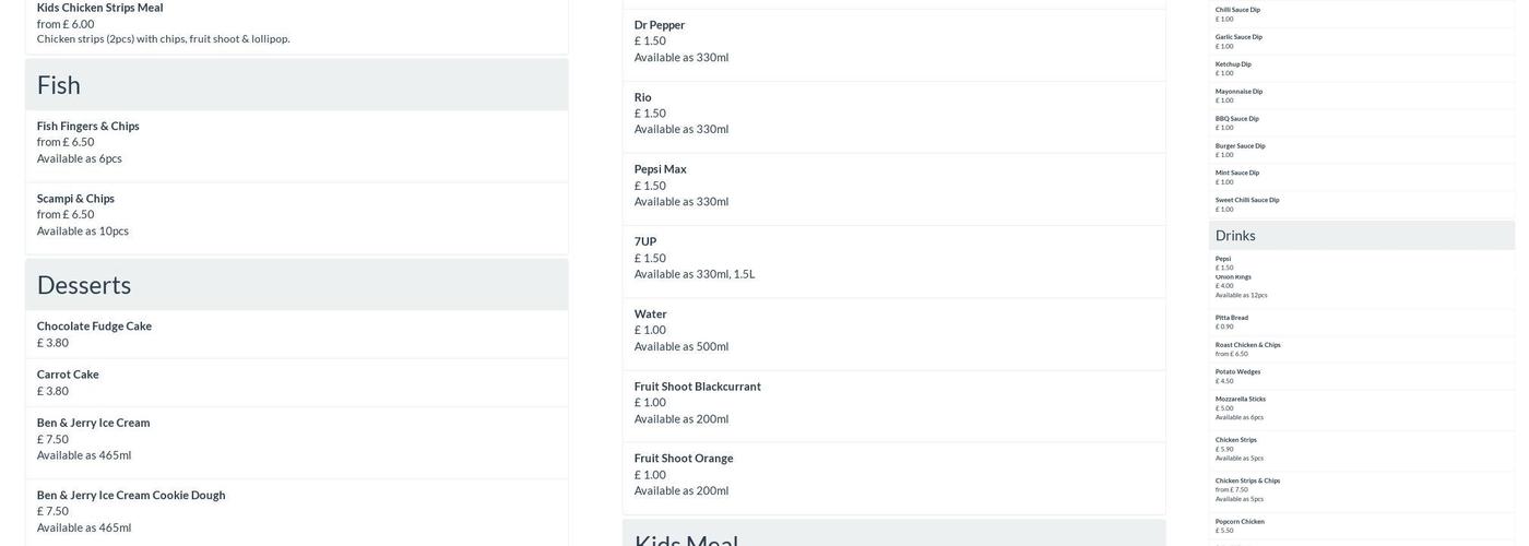 Delights Pizza & Kebab Menu