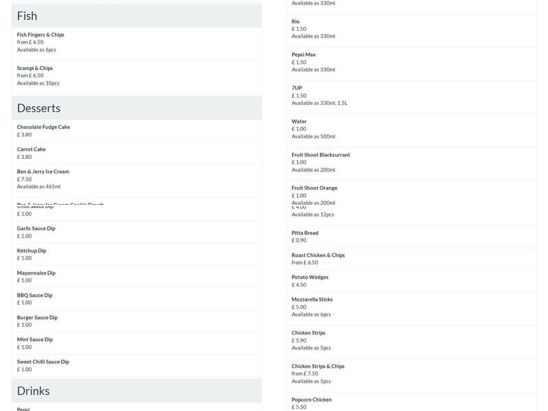 Delights Pizza & Kebab Menu