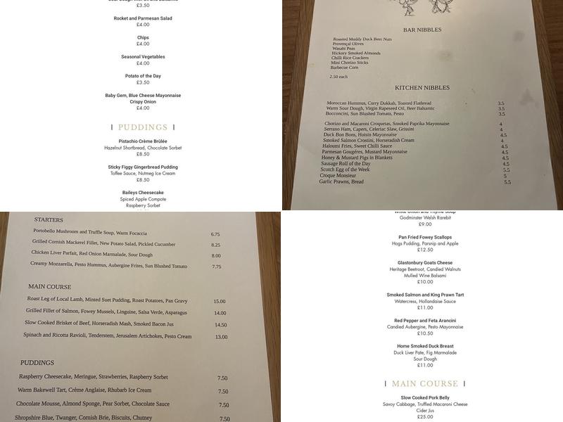 The Duck at Yeoford Menu