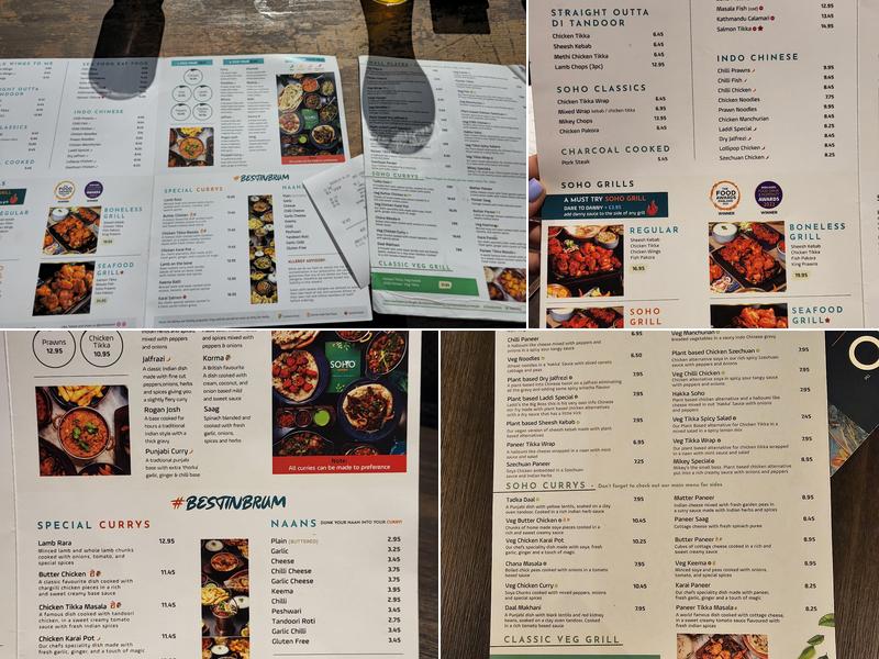 Soho Tavern Hampton In Arden Menu