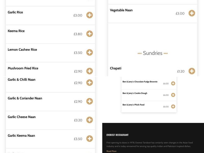 Everest Restaurant Menu