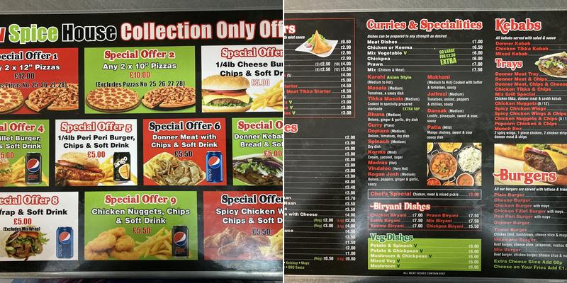New Spice House Menu