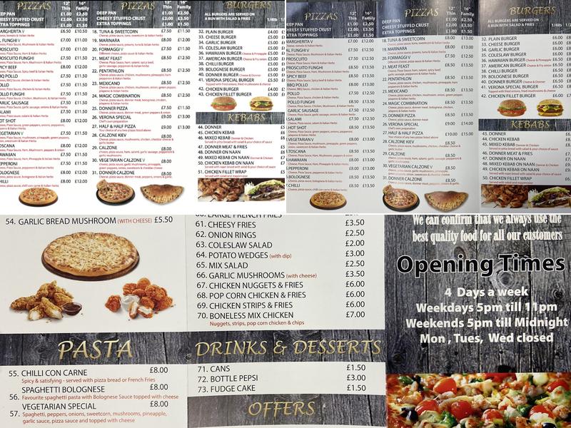 Verona Pizza Menu
