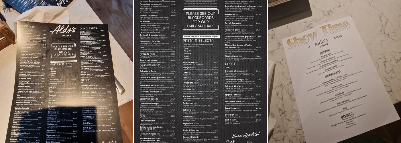Aldo's Italian Menu