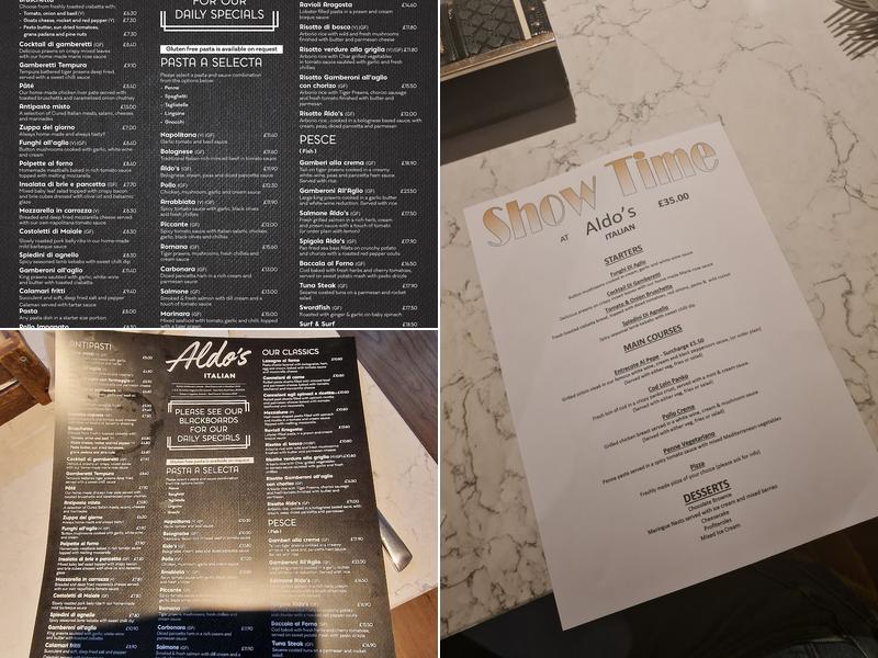 Aldo's Italian Menu