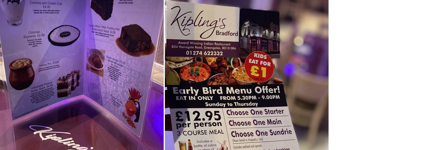 Kiplings Restaurant Menu