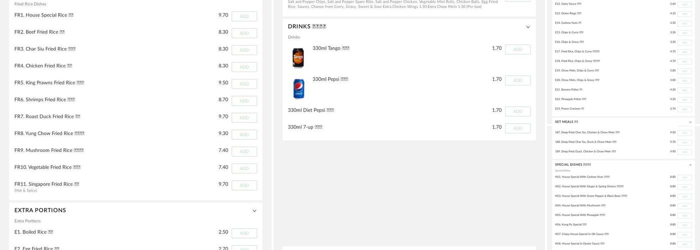 Golden Horse Chinese Takeaway Menu