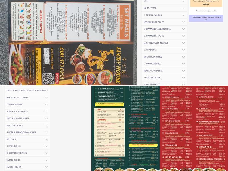 Lucky House Chinese Takeaway Menu