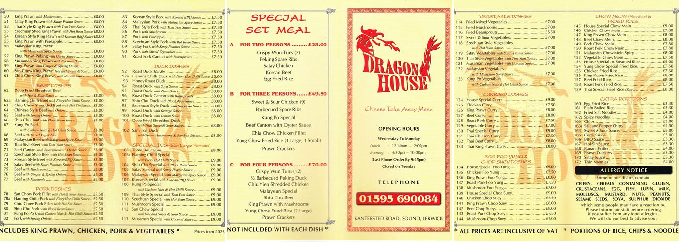 Dragon house Menu