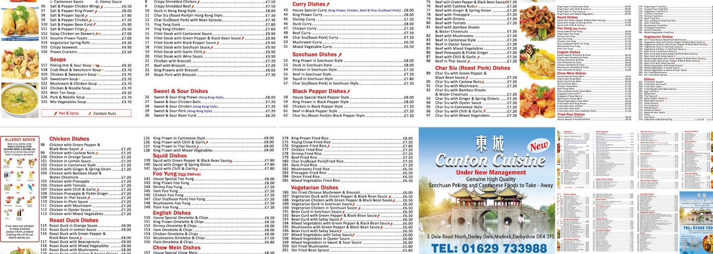 Canton Cuisine Menu