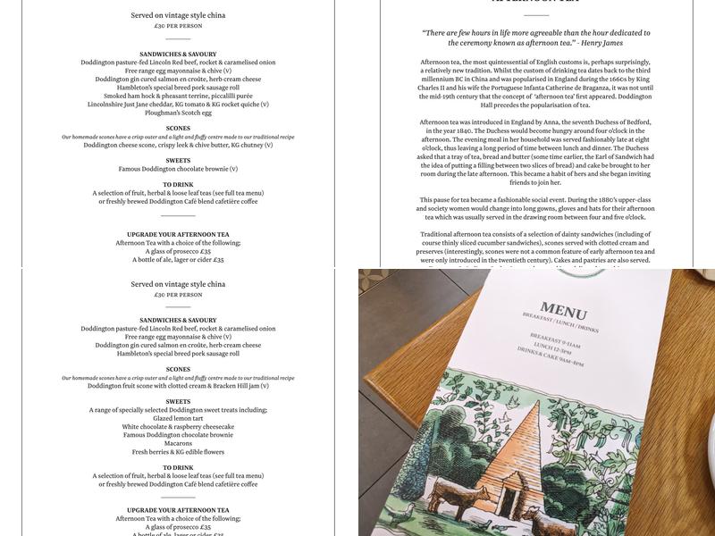 Doddington Tea Room Menu