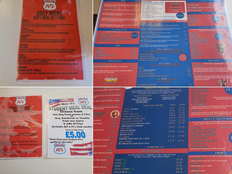 PJ's American Diner Menu