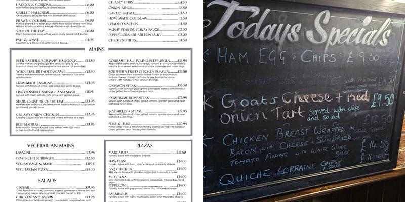 The Half Moon Inn Menu