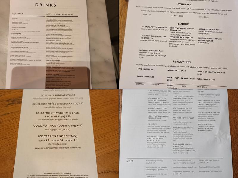 Loch Fyne Restaurant and Bar Menu