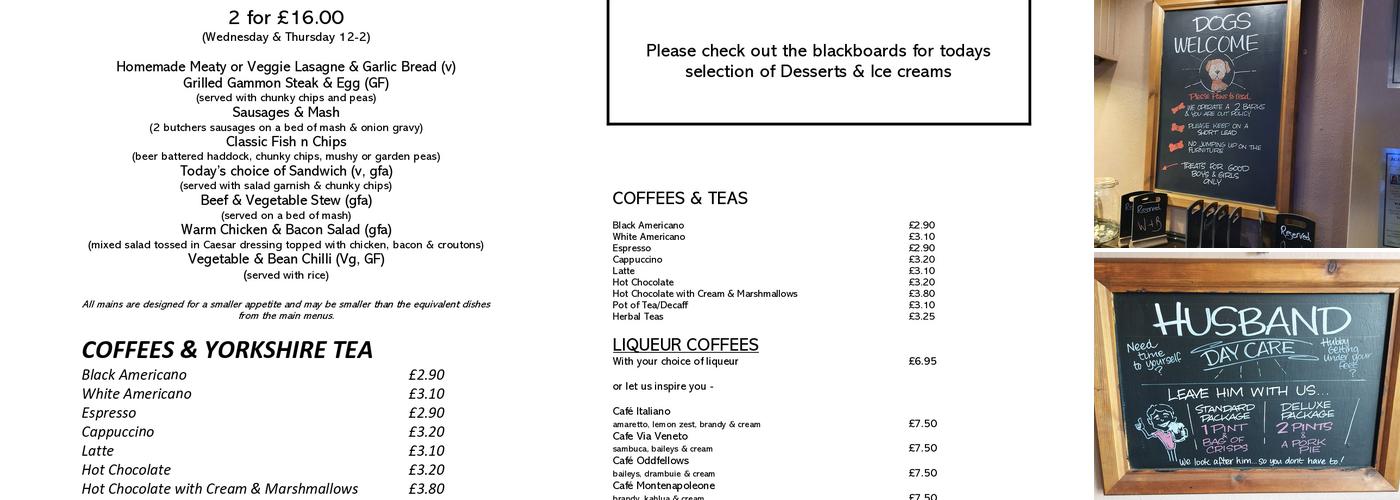 The Oddfellows Arms Menu