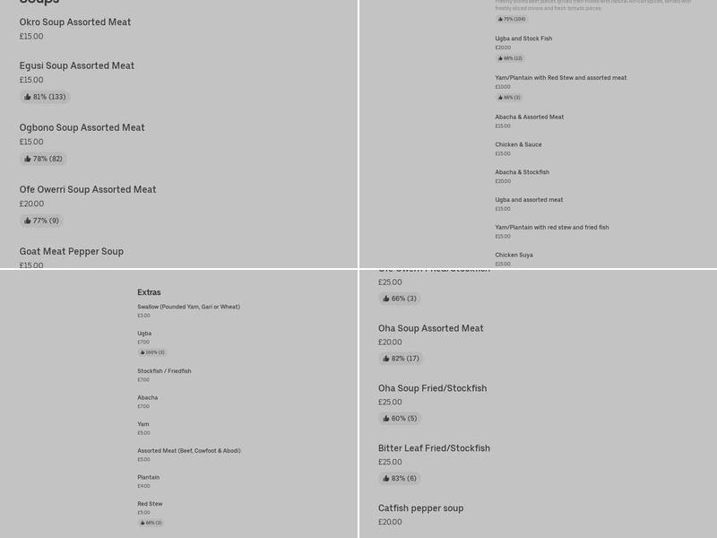 Alaowerri Restaurant and Bar Menu