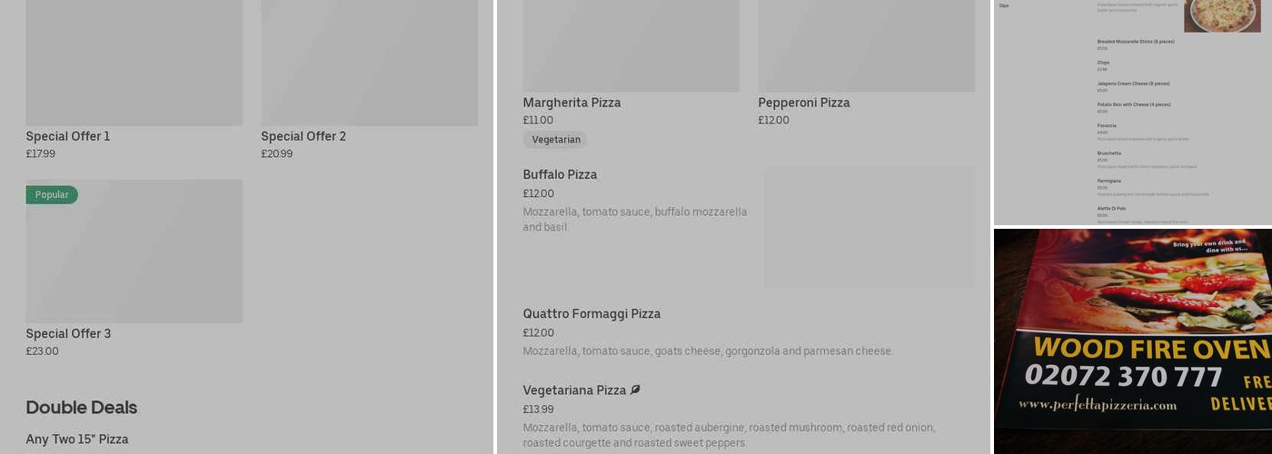 Perfetta Pizzeria Menu