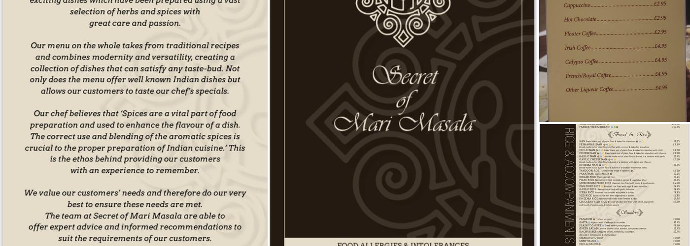 Secret of Mari Masala Menu