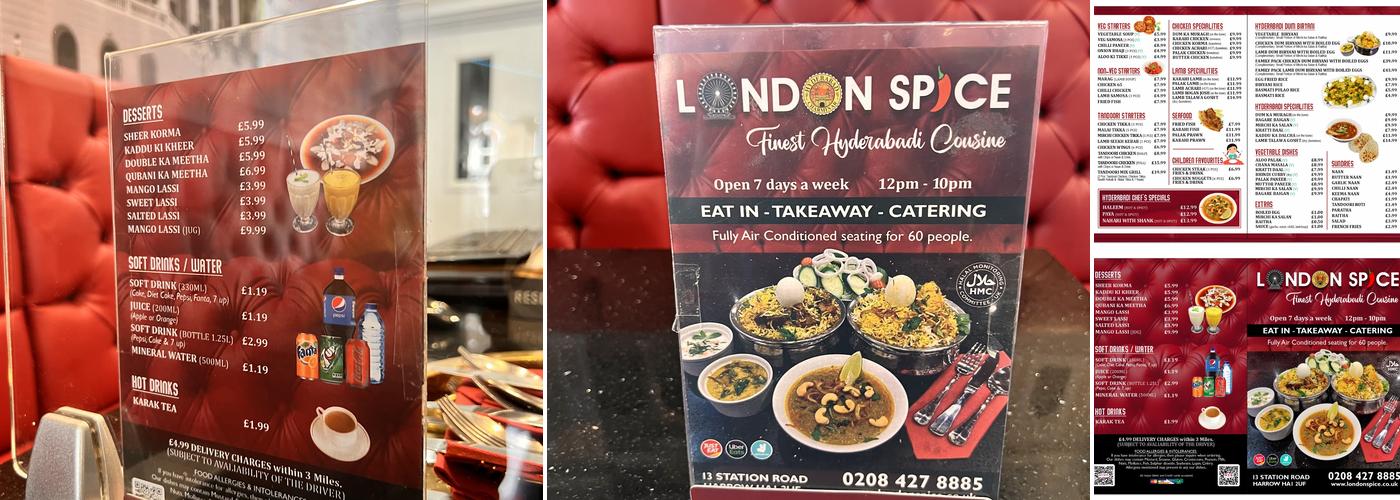 London Spice Menu