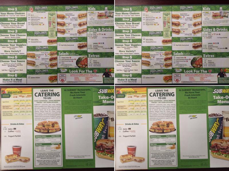 Subway Menu