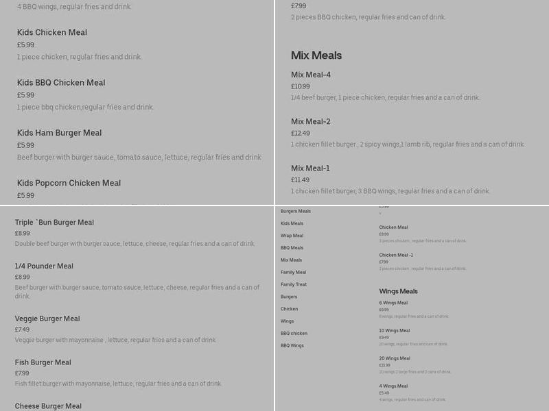 Delcious Fried Chicken Menu