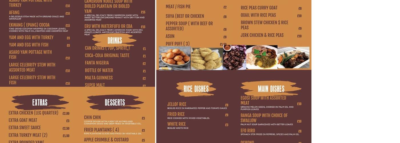 Ruthy’s Kitchen.African Takeaway Restaurant Menu