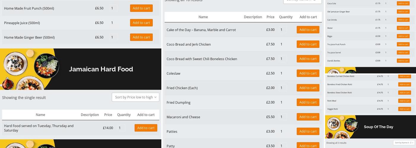 CARIBBEAN RESTAURANT - HEART AND SOUL FLAVOUR LTD Menu