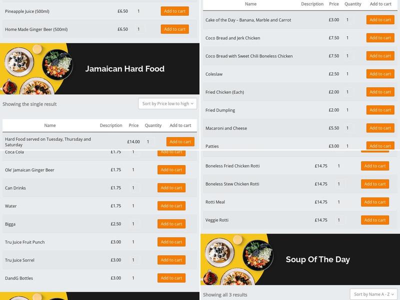 CARIBBEAN RESTAURANT - HEART AND SOUL FLAVOUR LTD Menu