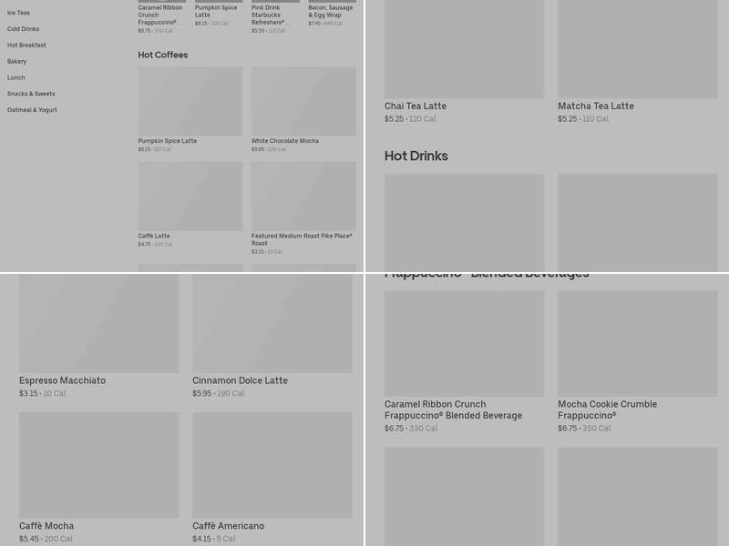 Starbucks Coffee Company Menu