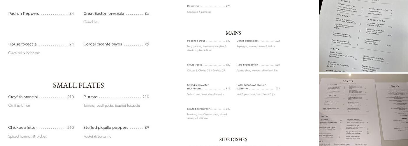 No 23 Menu