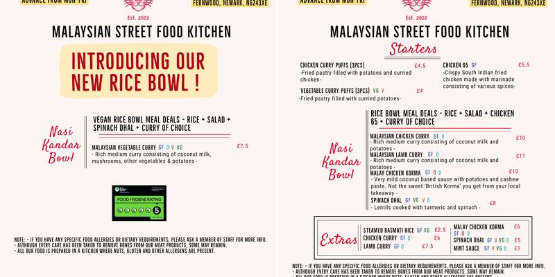 Malayan Tiger Newark Menu