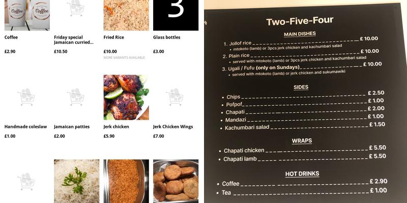 Two-Five-Four Periperi & Grill Menu