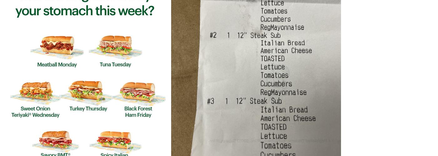 Subway Menu