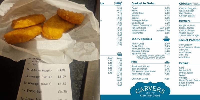 Carvers Fish & Chips Menu