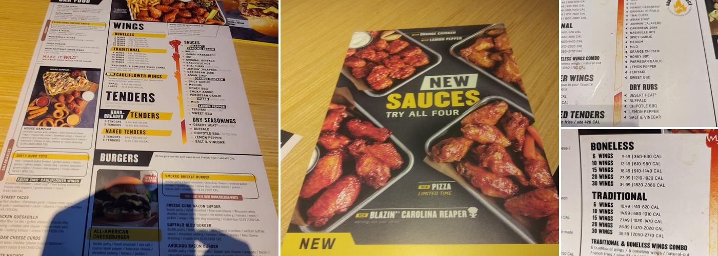 Buffalo Wild Wings Menu
