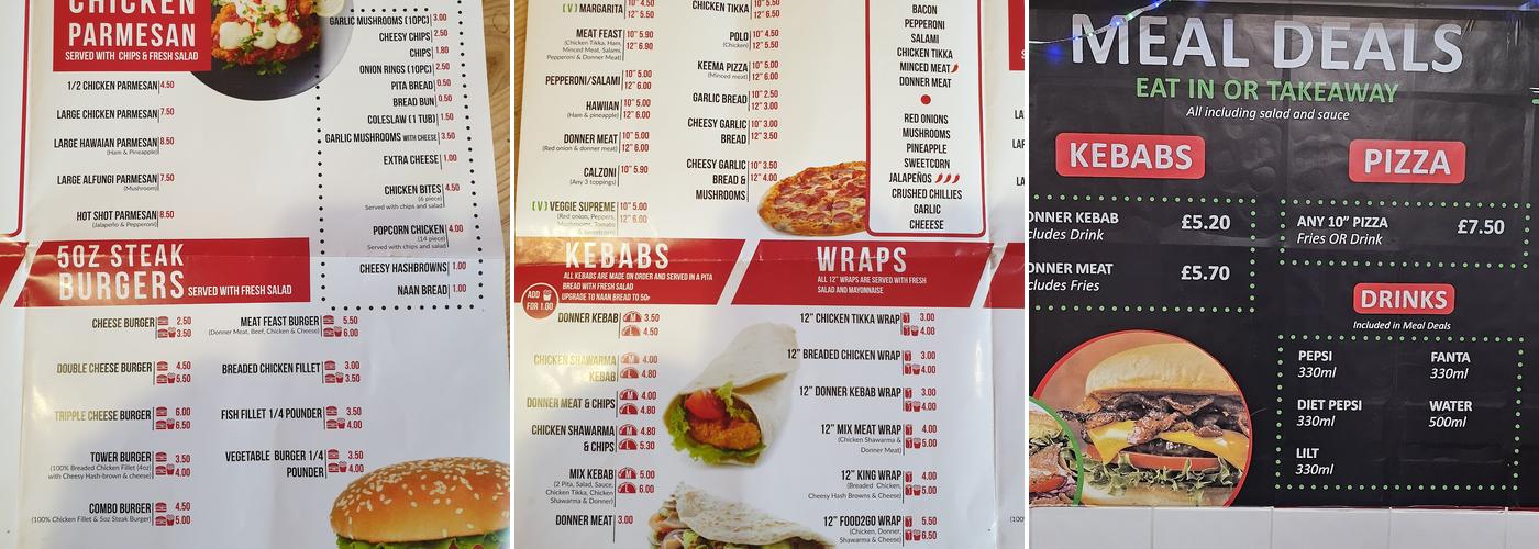 Food 2 Go Menu