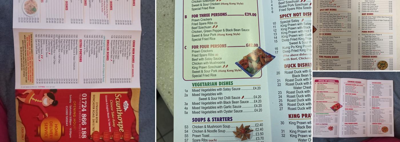 Scunthorpe Chinese Take-Away Menu