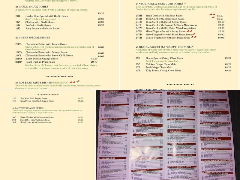 Golden Star Market Weighton Menu