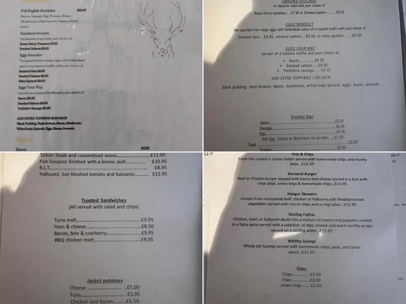 The New Derwent Bistro Malton Menu