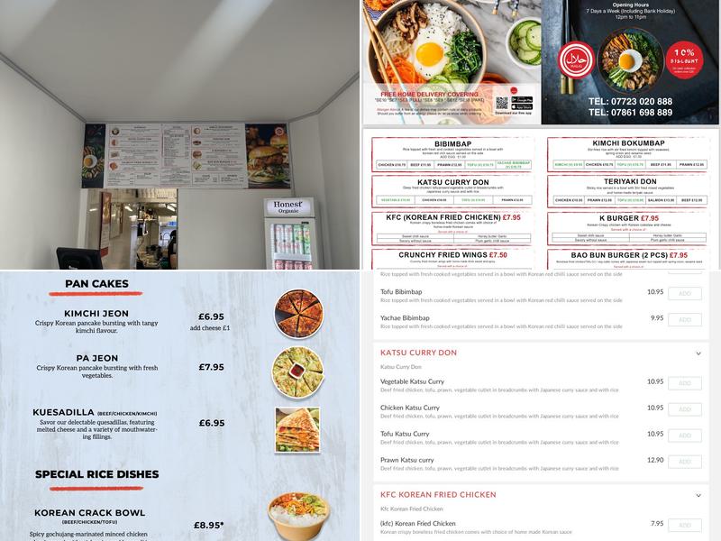 K Kitchen Korean Restaurant, Greenwich Menu