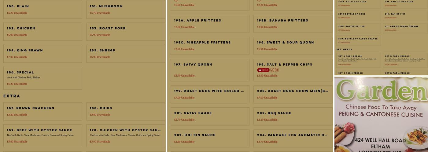 The Bamboo Garden Menu