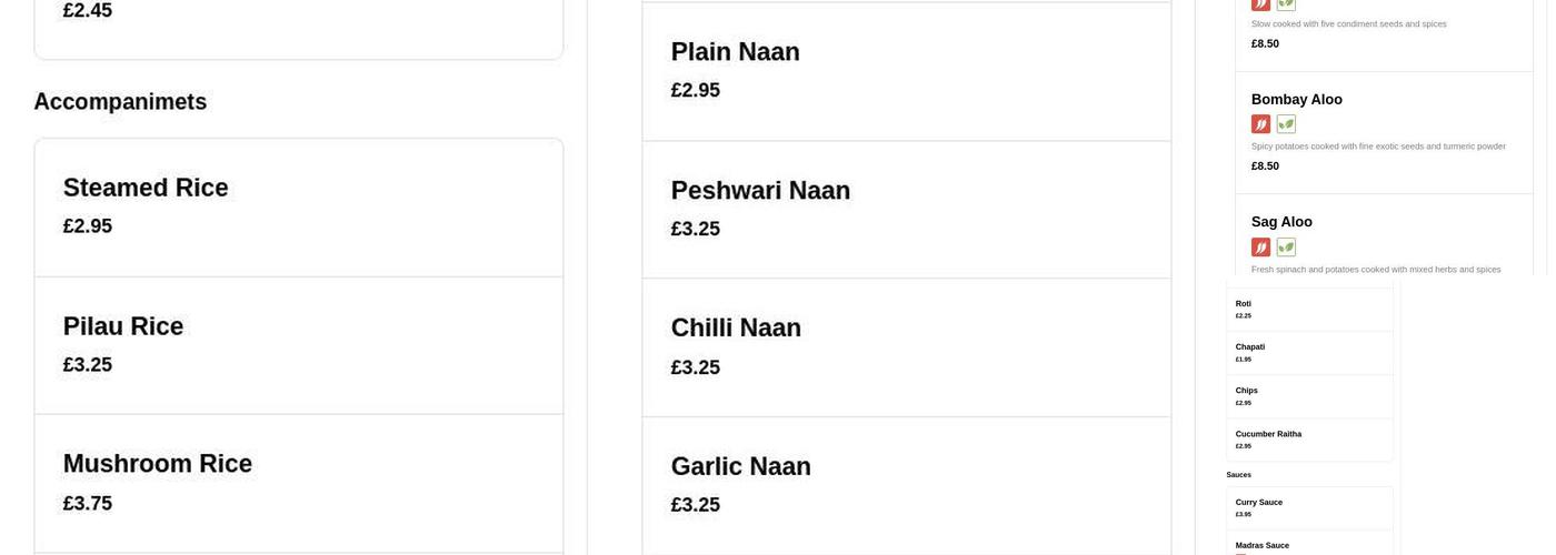 Flavours Eltham Menu