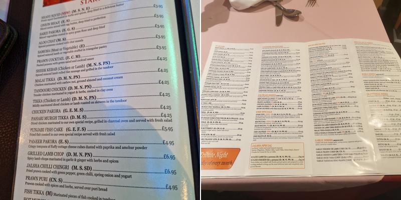 Jalsha Tandoori Restaurant Menu